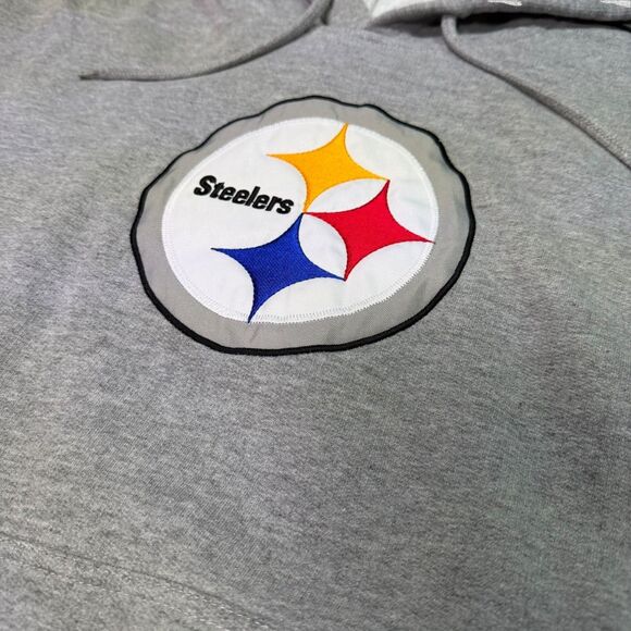Pittsburgh Steelers NFL Team Apparel Hoodie Gray Black Pullover Men’s L-XL - Picture 7 of 11